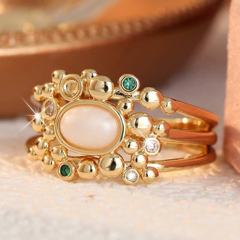 Women's Vintage Multi-layer Oval Stone Bubble Statement Ring